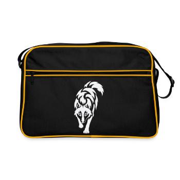 Wolf's silhouette in contrast - Retro Bag - black/gold - Front