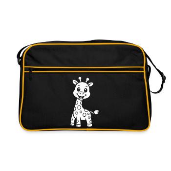 Giraffe Silhouette Kids Safari Motif - Retro Bag - black/gold - Front
