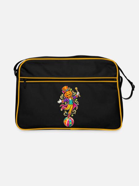Kürbis-Zauberer im Zirkusstil - Retro Tasche - Schwarz/Gold