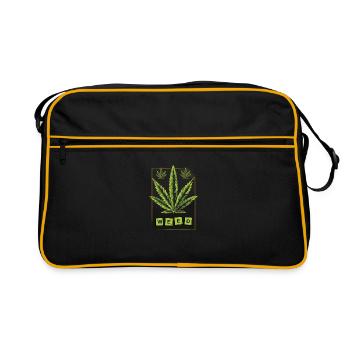 Feuille de cannabis de mauvaises herbes - Sac Retro - noir/or - Devant