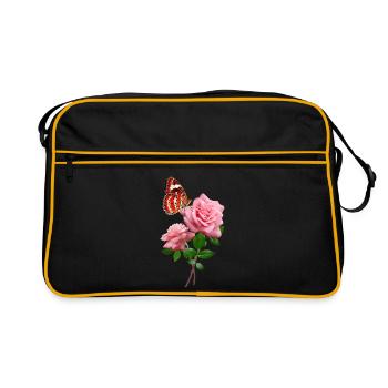 Rose Avec Beau Papillon Rouge - Sac Retro - noir/or - Devant