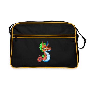 Niedliches Seepferd Einhorn Seepferdchen Geschenk - Retro Tasche - Schwarz/Gold - Vorne
