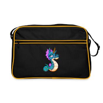 Niedliches Seepferd Einhorn Seepferdchen Geschenk - Retro Tasche - Schwarz/Gold - Vorne