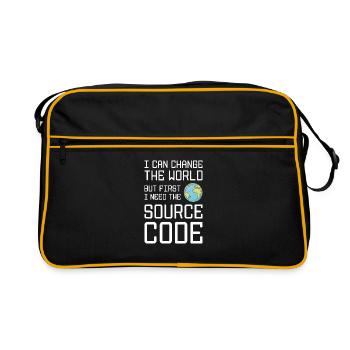 I Can Change The World But First I Need The Source - Retro Tasche - Schwarz/Gold - Vorne
