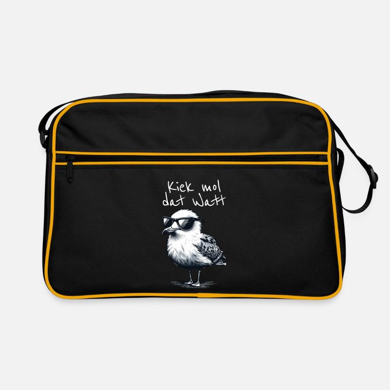 Kiek mol dat Watt Wattwanderer Möwe Spruch Retro Bag