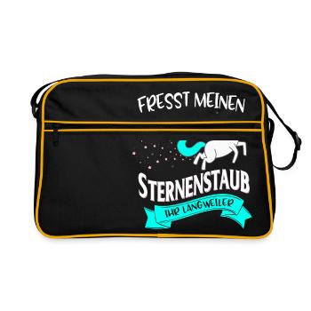 Fresst meinen Sternenstaub ihr Langweiler - Retro Tasche - Schwarz/Gold - Vorne