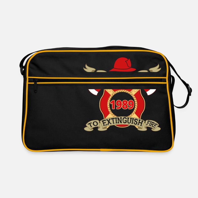 Born 1989 Fire Feuerwehr - Retro Tasche - Schwarz/Gold