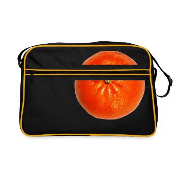 mandarin mandarine veggie gemuese fruits1 - Retro Tasche - Schwarz/Gold - Vorne