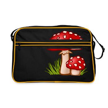 pilze mushrooms fungi veggie gemuese vegetables18 - Retro Tasche - Schwarz/Gold - Vorne