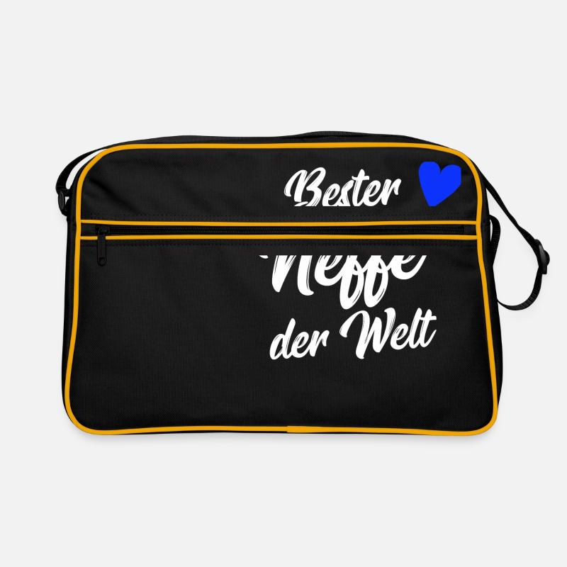 Neffe Geschenk | Bester Neffe der Welt - Retro Tasche - Schwarz/Gold