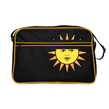 regenbogen sonne wolken wetter rainbow sun cloud64 - Retro Tasche - Schwarz/Gold - Vorne