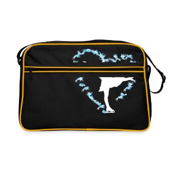 Eiskunstlauf Schlittschuhlauf Eis Figuren Tanz - Retro Tasche - Schwarz/Gold - Vorne