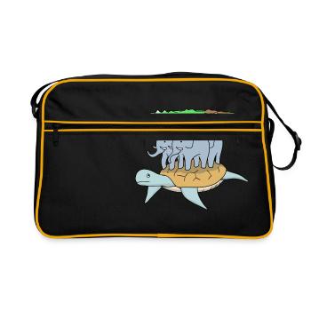 Mythologie Weltbild unserer Vorfahren Schildkröte - Retro Tasche - Schwarz/Gold - Vorne