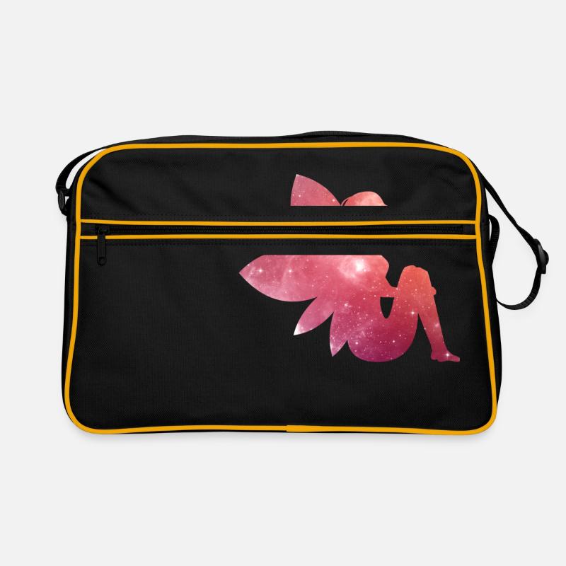 Fee mit Flügel - Retro Tasche - Schwarz/Gold