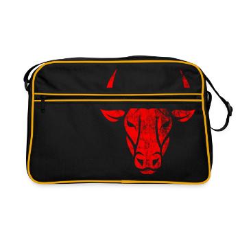 Bull bull head red - Retro Bag - black/gold - Front