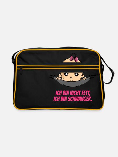 Ich Bin Nicht Fett Schwangerschaft Baby - Retro Tasche - Schwarz/Gold - Vorne