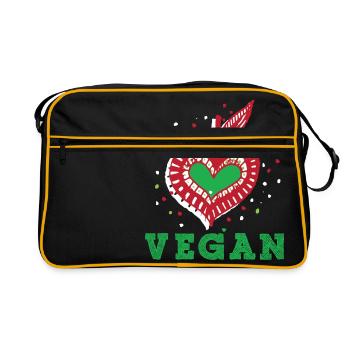 Idée de cadeau de végétarien végétarien - Sac Retro - noir/or - Devant