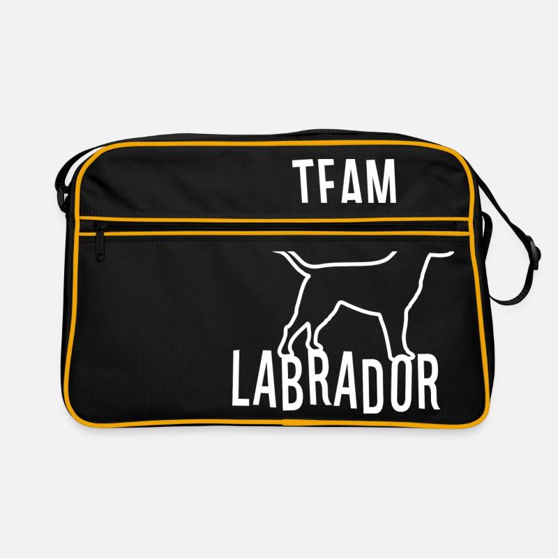 Team Labrador Hund Hunderasse - Retro Tasche - Schwarz/Gold