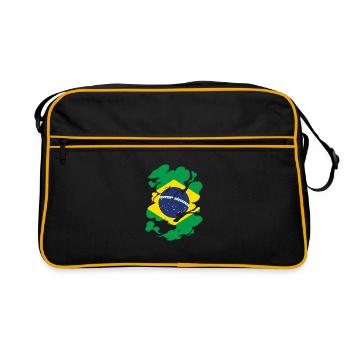 Brésil Drapeau Brésilien Drapeau Amérique du Sud - Sac Retro - noir/or - Devant