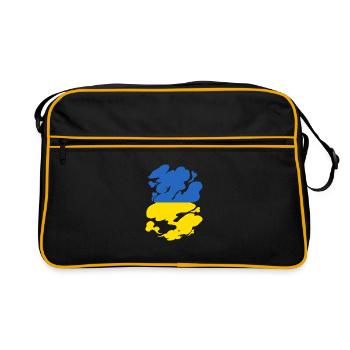 Ukraine Flagge Vintage Ukrainische Fahne Used Look - Retro Tasche - Schwarz/Gold - Vorne