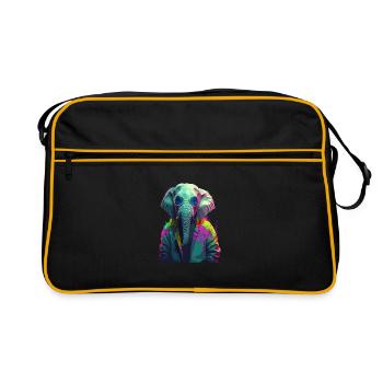 Eléphant Afrique Asie Animal Bébé éléphant Cool - Sac Retro - noir/or - Devant