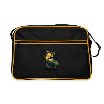 Kolibri Vogel Natur Tier Wildnis Nektar Costa Rica - Retro Tasche - Schwarz/Gold - Vorne