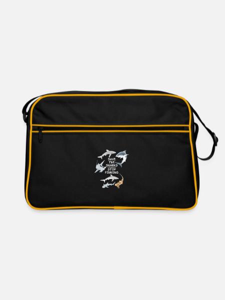 Sauvez les requins Arrêtez les nageoires - Sac Retro - noir/or - Devant