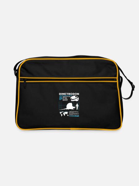 Dimetrodon Datenblatt - Retro Tasche - Schwarz/Gold - Vorne
