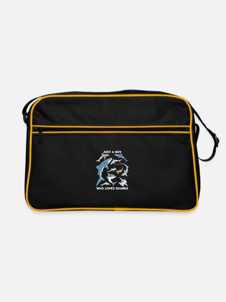 Just a boy who loves Sharks - Retro Bag - black/gold - Front