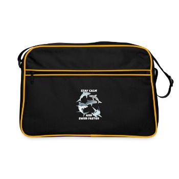Stay calm and swim faster - Retro Bag - black/gold - Front
