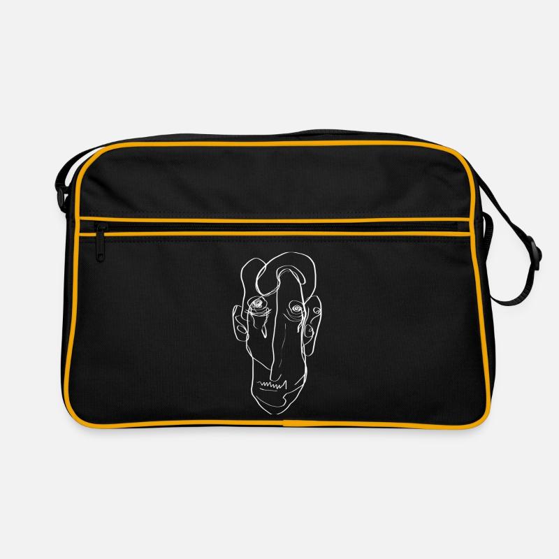 Abstract Face - Retro Bag - black/gold