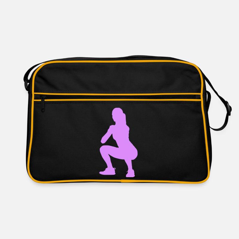 Squat Silhouette Figur Retro Tasche