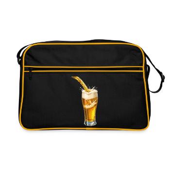 Éclat de mousse de bière dorée - Sac Retro - noir/or - Devant