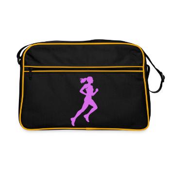 Laufsilhouette in Lila - Retro Tasche - Schwarz/Gold - Vorne