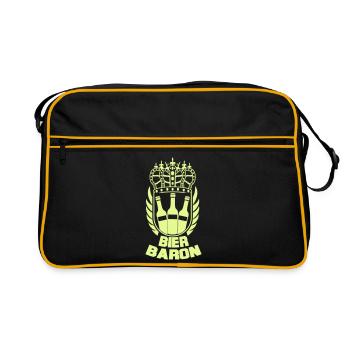 Bier Baron Kronenlogo - Retro Tasche - Schwarz/Gold - Vorne