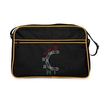 Motif de chaîne d’engrenage circulaire - Sac Retro - noir/or - Devant