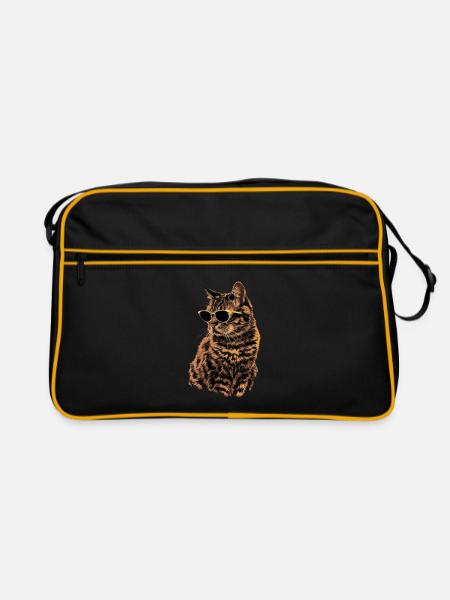 Sonnenbril für Orientalisch Kurzhaarkatze Geschenk - Retro Tasche - Schwarz/Gold - Vorne
