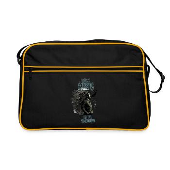 Rock music is my therapy - Retro Bag - black/gold - Front