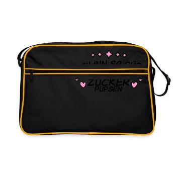 ich bin so süß, ich könnt zucker pupsen - Retro Tasche - Schwarz/Gold - Vorne