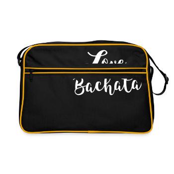 L'amour Bachata blanc -Bachata Danse shirt - Sac Retro - noir/or - Devant