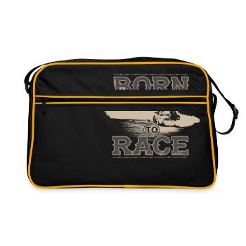 born to race racer racing auto tuning 2008 - Retro Tasche - Schwarz/Gold - Vorne