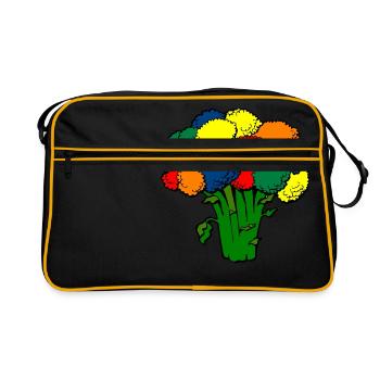 broccoli brokkoli veggie gemuese vegetables13 - Retro Tasche - Schwarz/Gold - Vorne