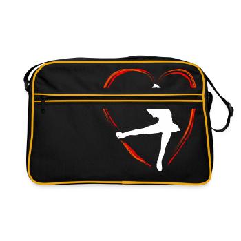 Eiskunstlauf Schlittschuhlauf Eis Figuren Tanz - Retro Tasche - Schwarz/Gold - Vorne