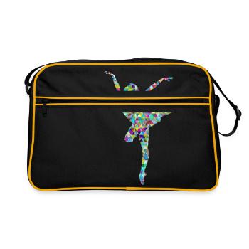 ballerina ballett dance dancer tanz taenzer yoga49 - Retro Tasche - Schwarz/Gold - Vorne