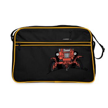 512 Alter roter Traktor - Retro Tasche - Schwarz/Gold - Vorne