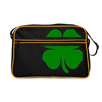 trèfle chance trèfle à quatre feuilles chance clover56 - Sac Retro - noir/or - Devant