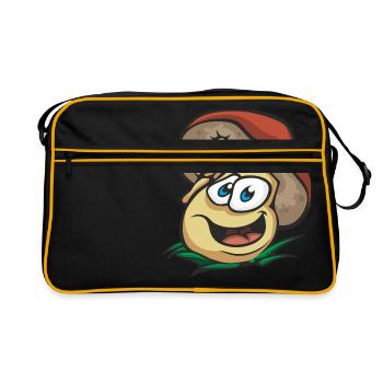 champignons frais grands yeux Forefinger regarder l'herbe - Sac Retro - noir/or - Devant
