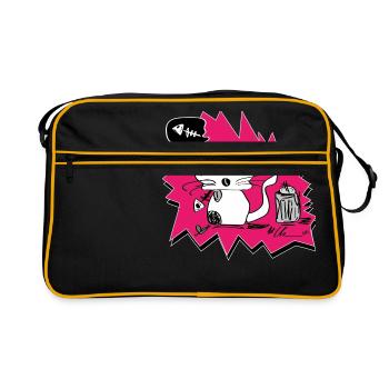 little bad cat - Retro Tasche - Schwarz/Gold - Vorne