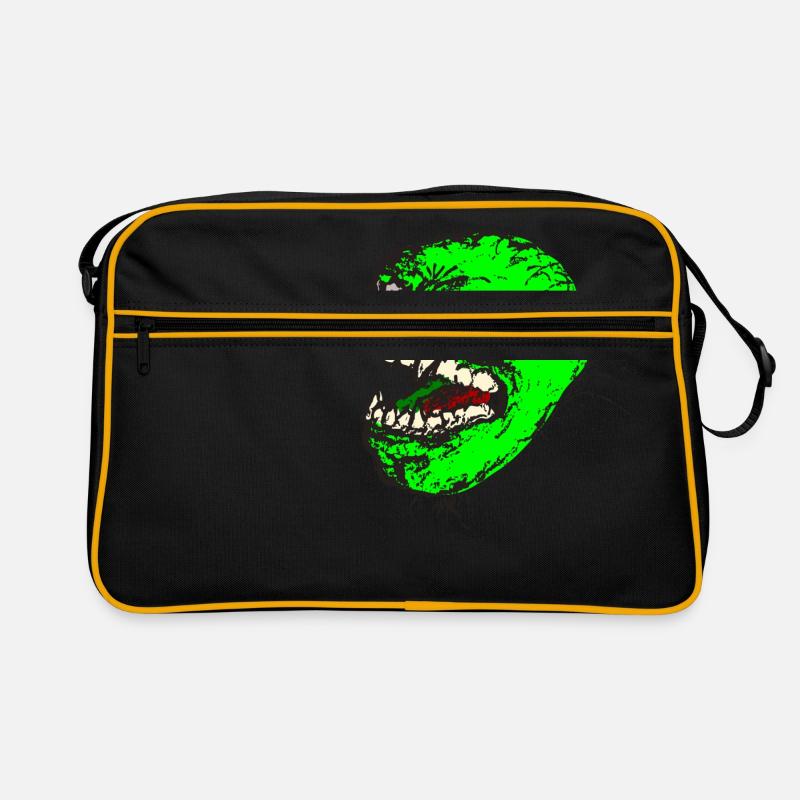 Green monster has sharp teeth Retro Bag
