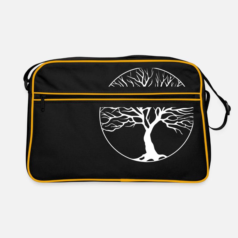 baum kreis weiß - Retro Tasche - Schwarz/Gold